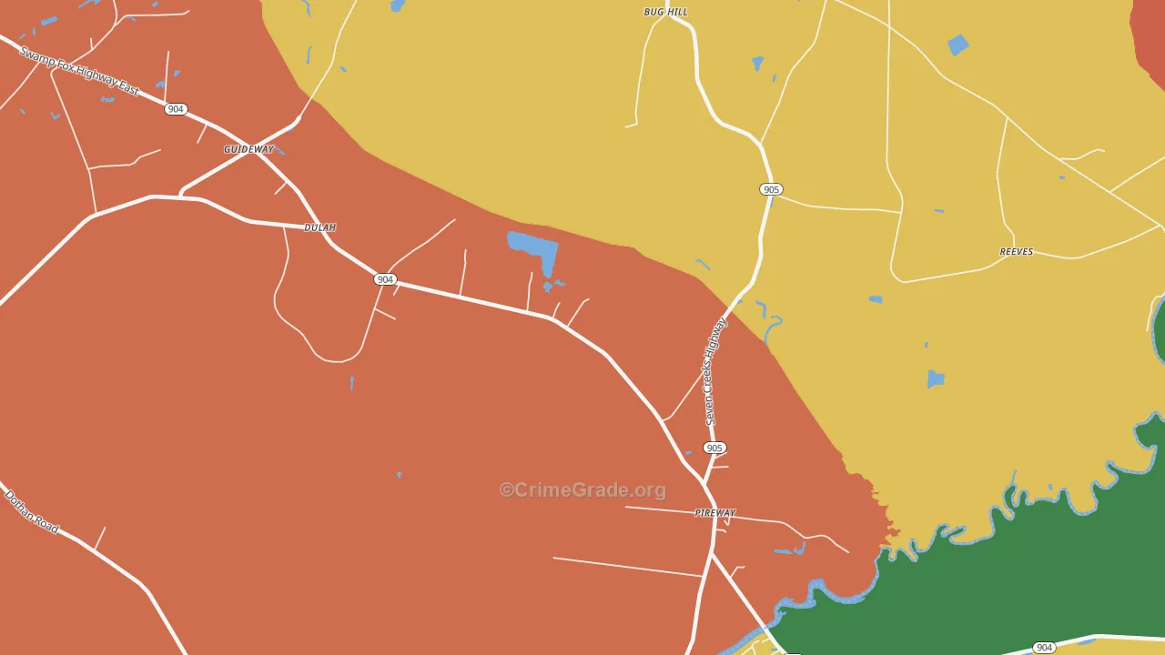 Pireway, NC Map of Burglary Rates