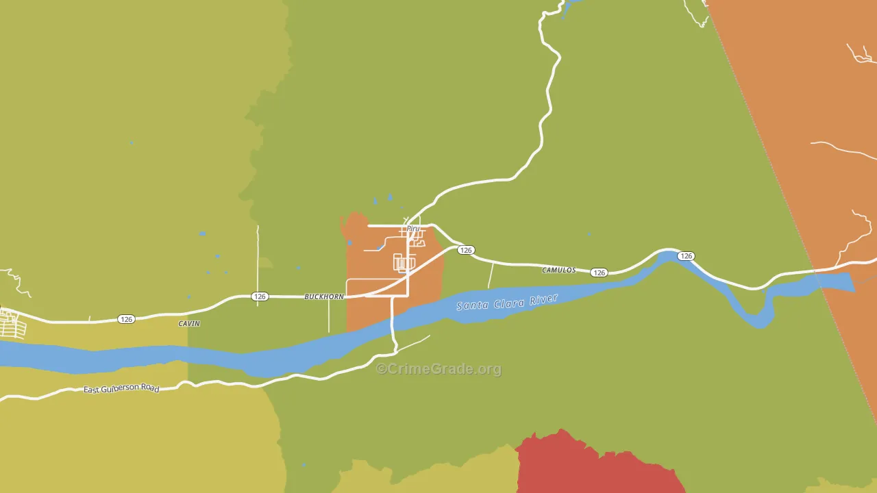 Piru, CA Map of Burglary Rates