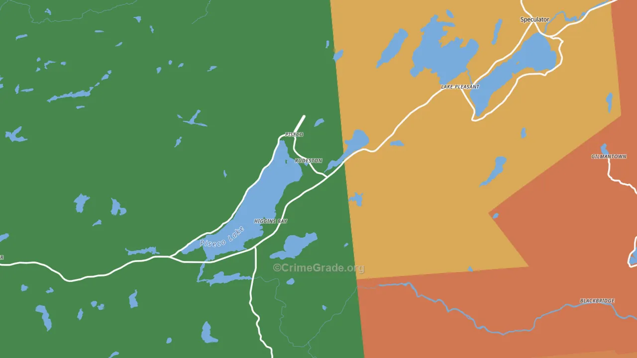 Piseco, NY Map of Burglary Rates