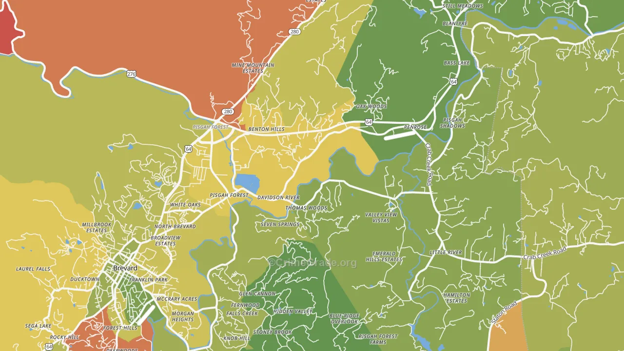 Pisgah Forest, NC Map of Burglary Rates