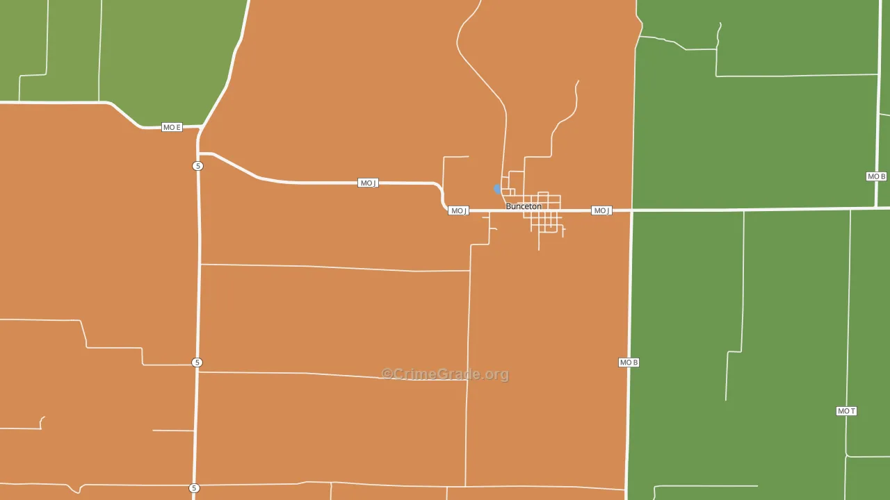 Pisgah, MO Map of Burglary Rates