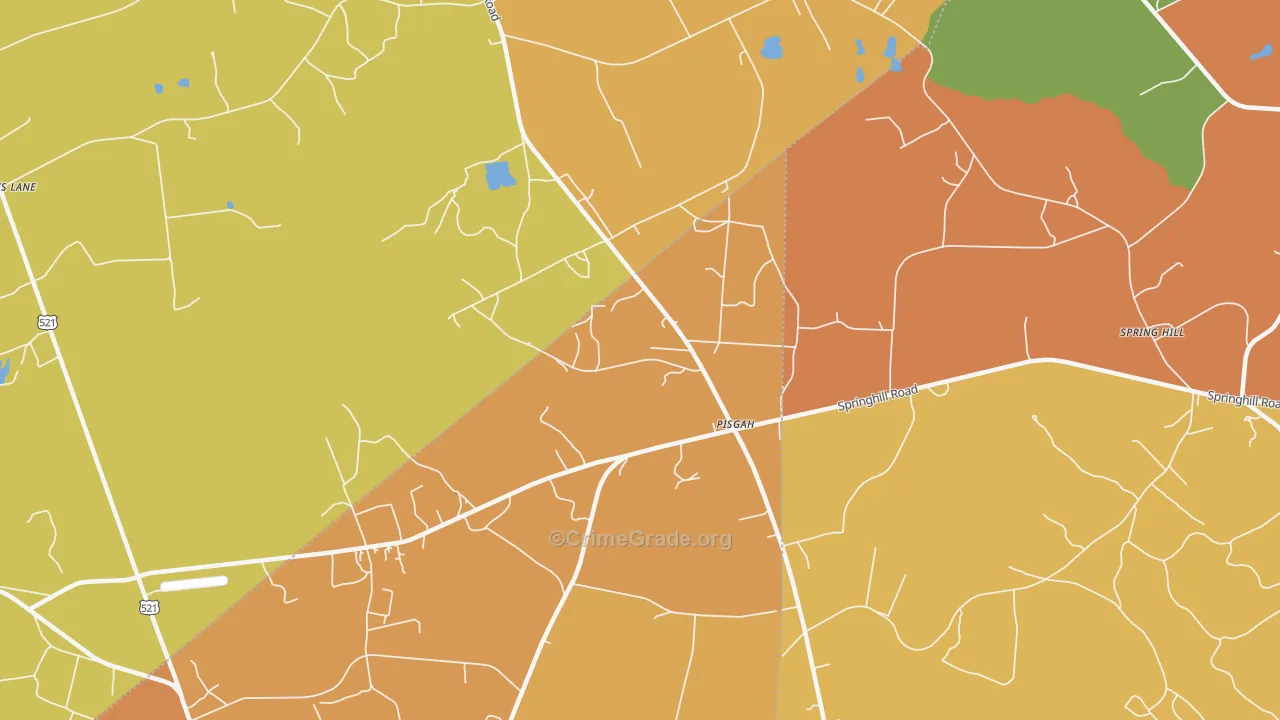 Pisgah, SC Map of Burglary Rates