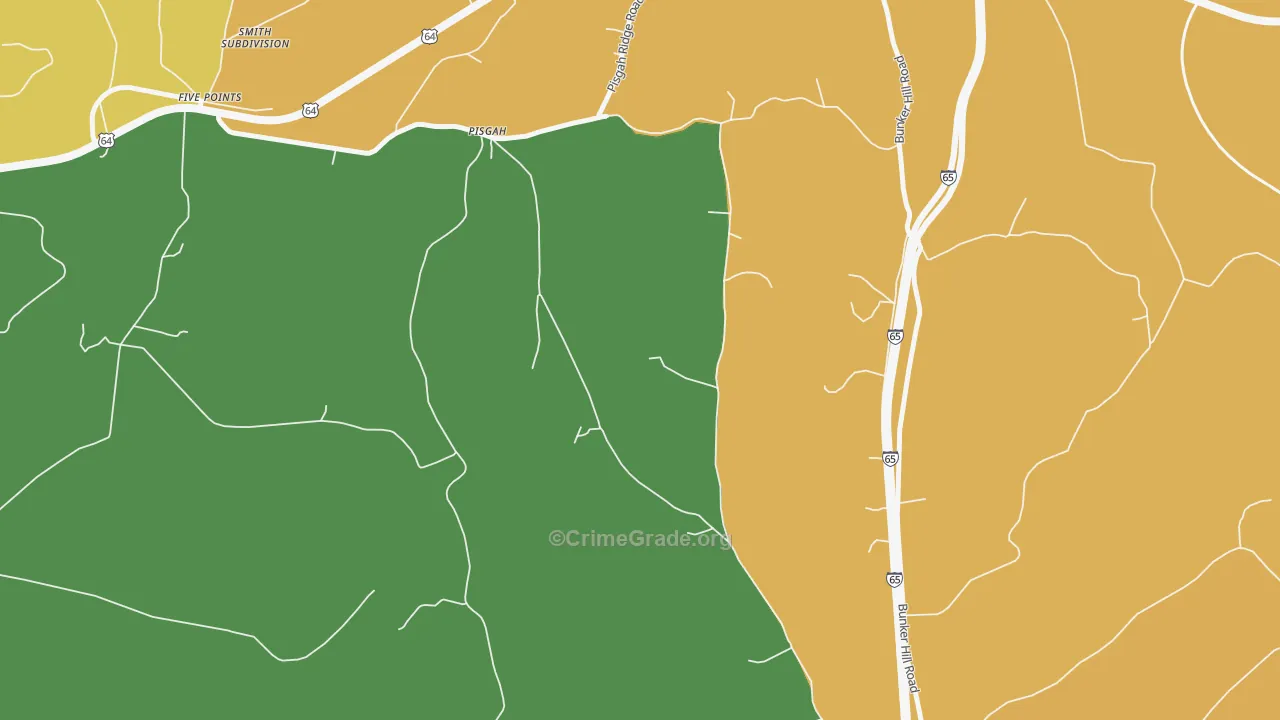 Pisgah, TN Map of Burglary Rates
