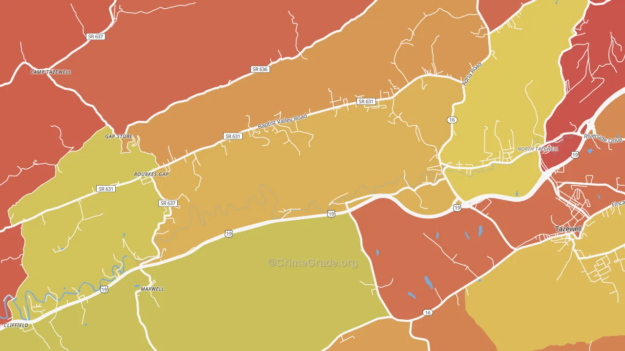 Pisgah, VA Map of Burglary Rates