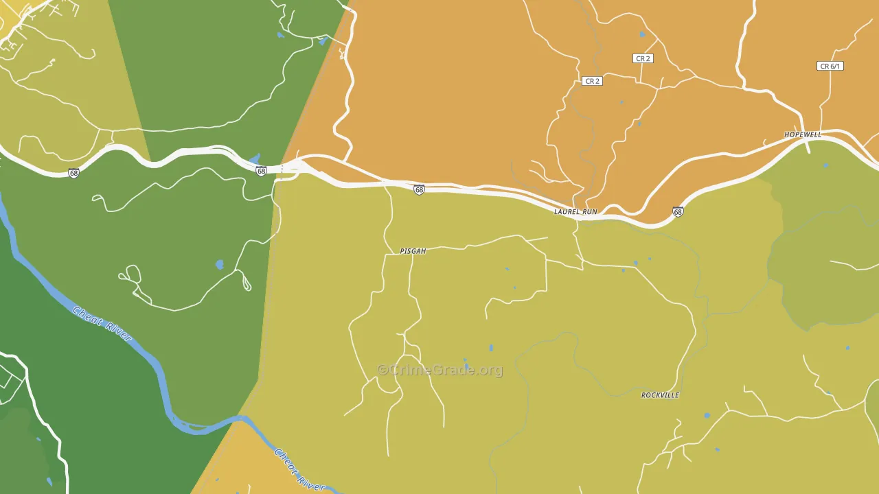 Pisgah, WV Map of Burglary Rates