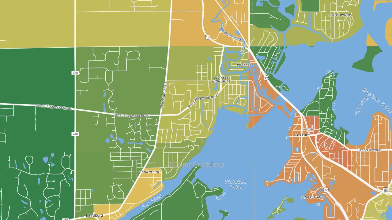 Pistakee Highlands, IL Map of Burglary Rates