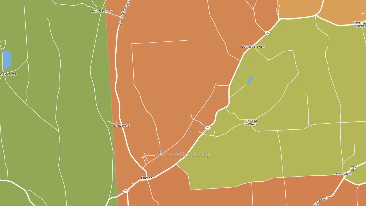 Pitcher, NY Map of Burglary Rates