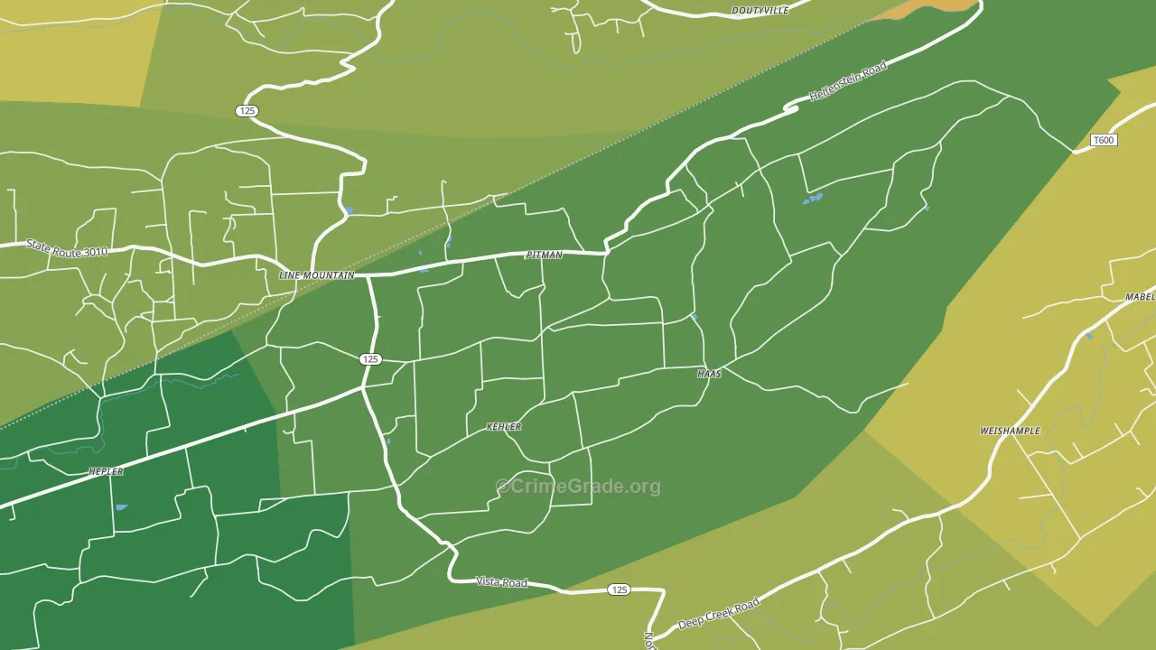 Pitman, PA Map of Burglary Rates