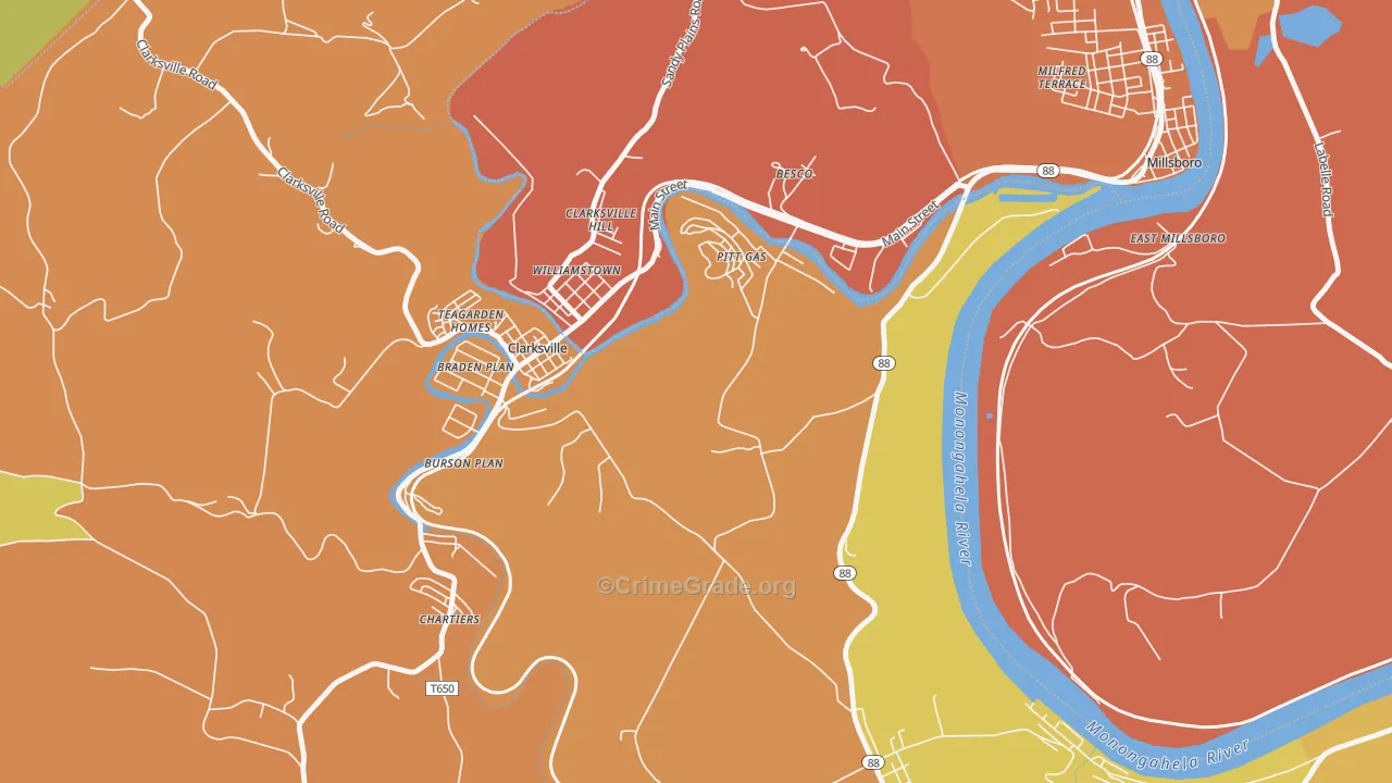 Pitt Gas, PA Map of Burglary Rates