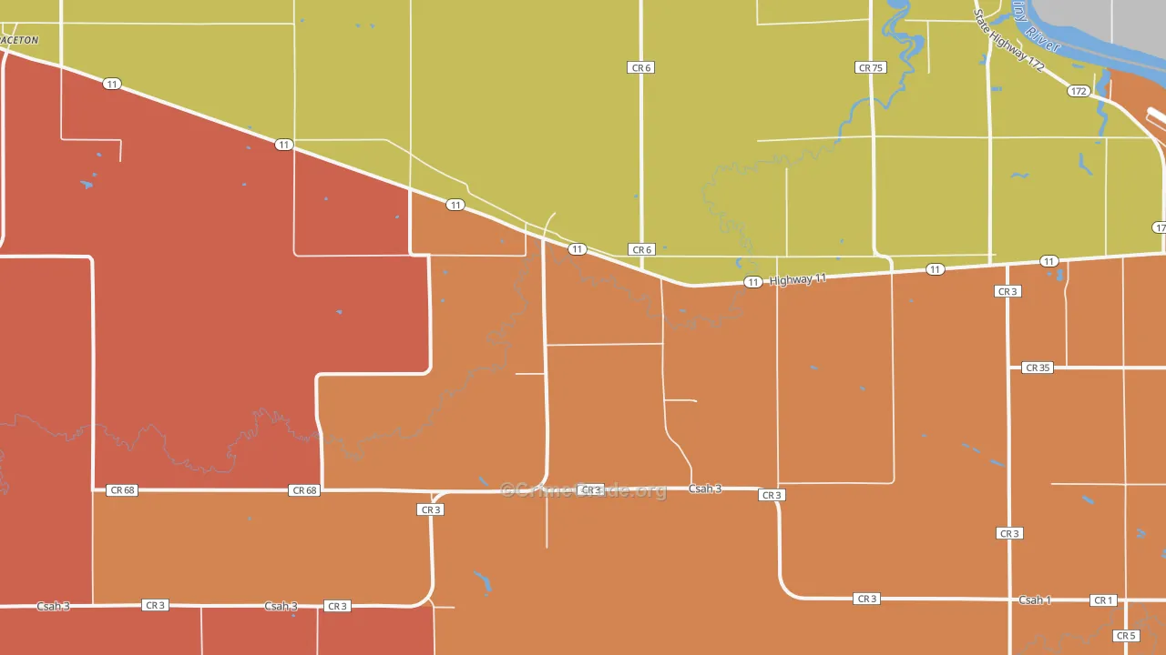 Pitt, MN Map of Burglary Rates