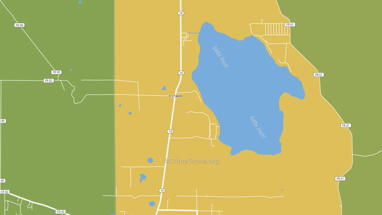 Pittman, FL Map of Burglary Rates