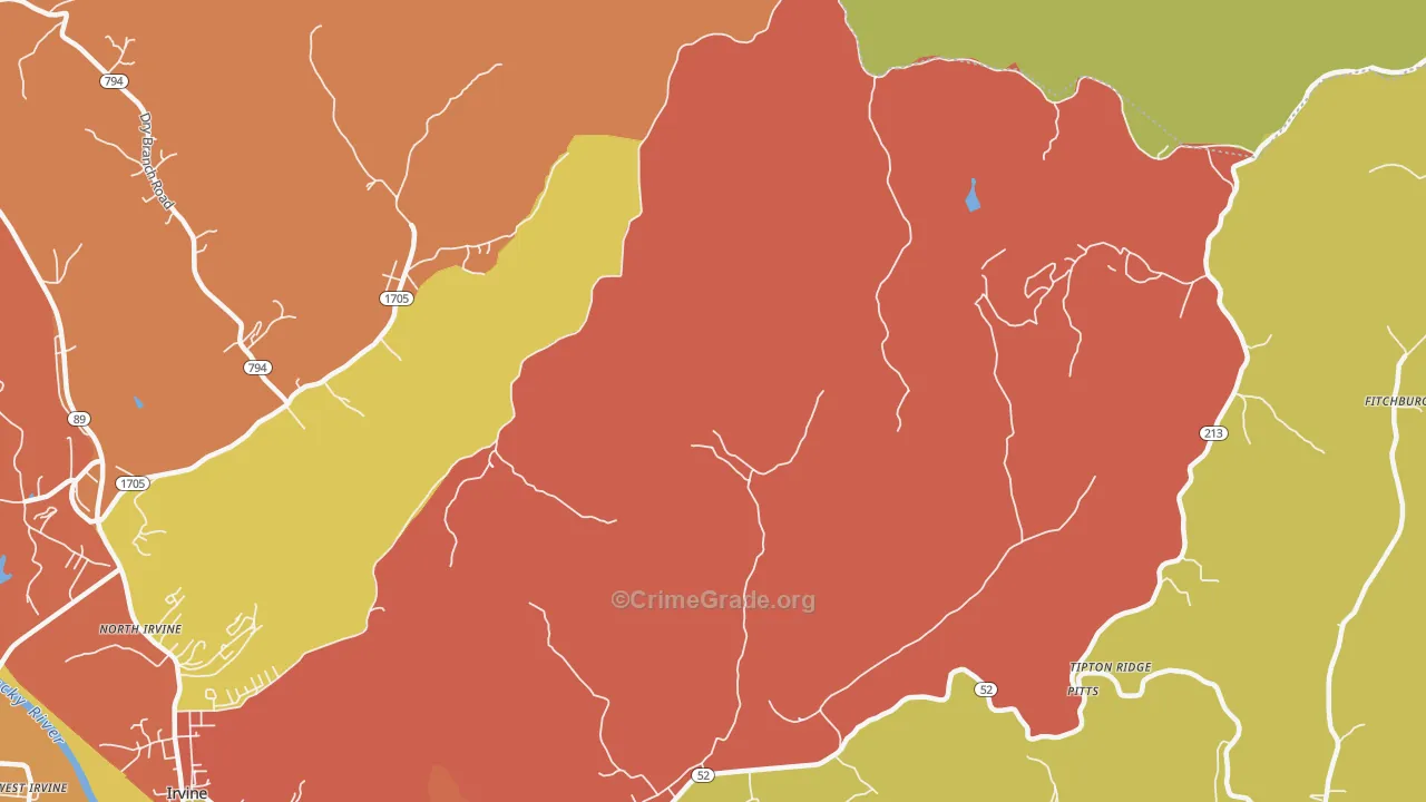 Pitts, KY Map of Burglary Rates