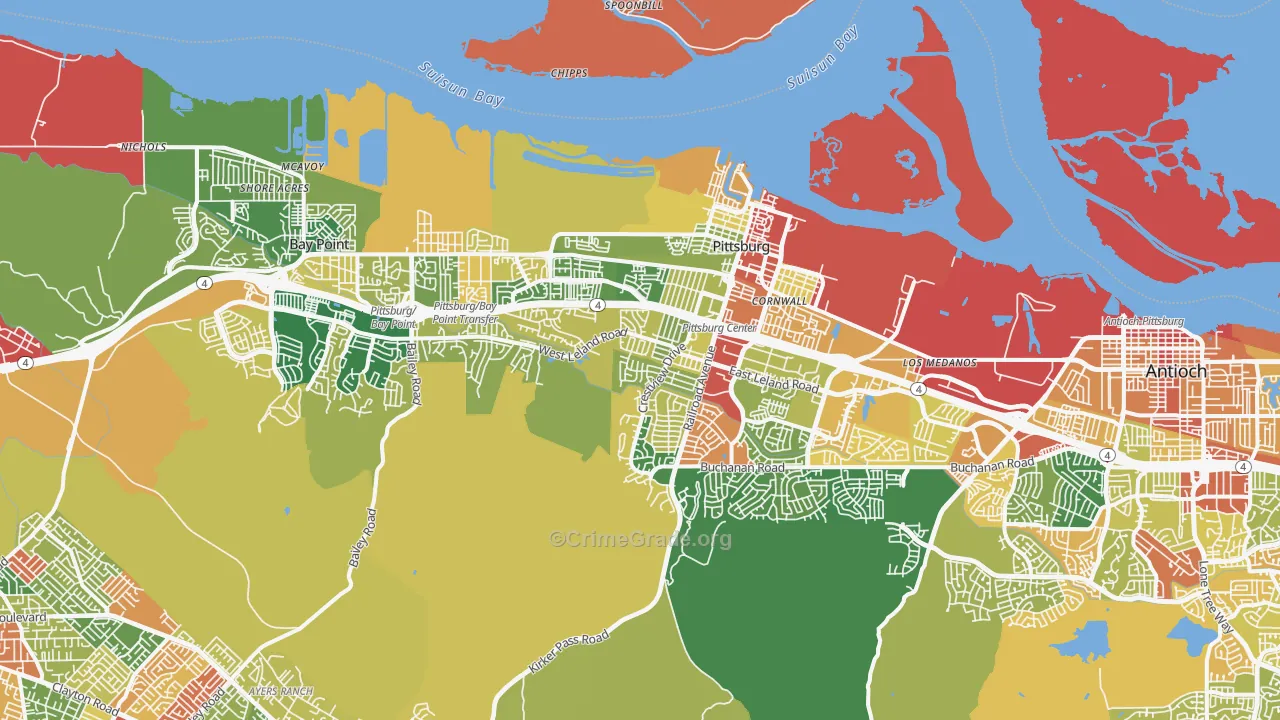 Pittsburg, CA Map of Burglary Rates