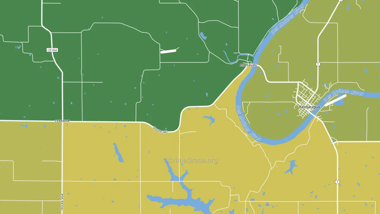 Pittsburg, IA Map of Burglary Rates