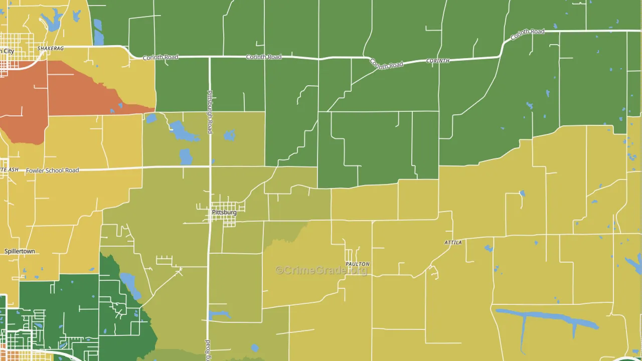 Pittsburg, IL Map of Burglary Rates