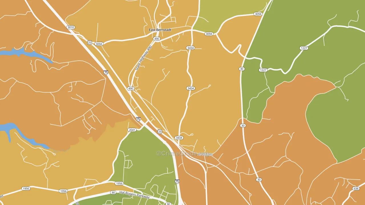 Pittsburg, KY Map of Burglary Rates