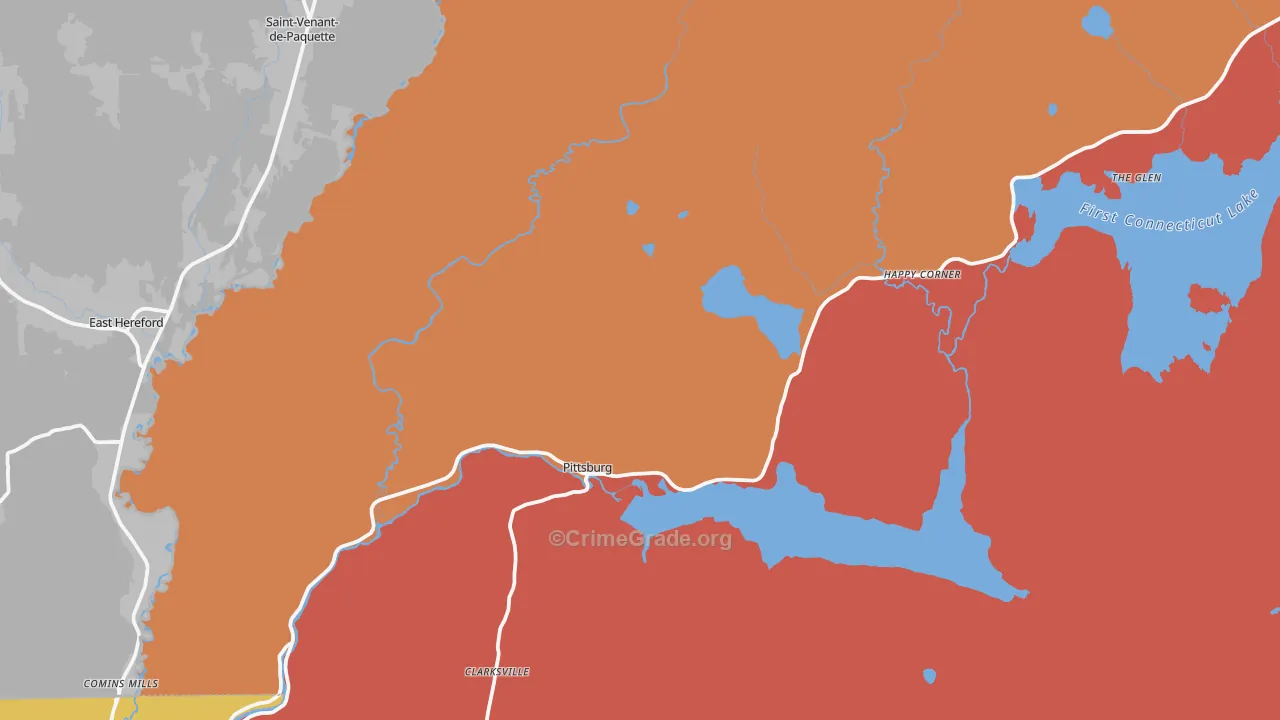 Pittsburg, NH Map of Burglary Rates