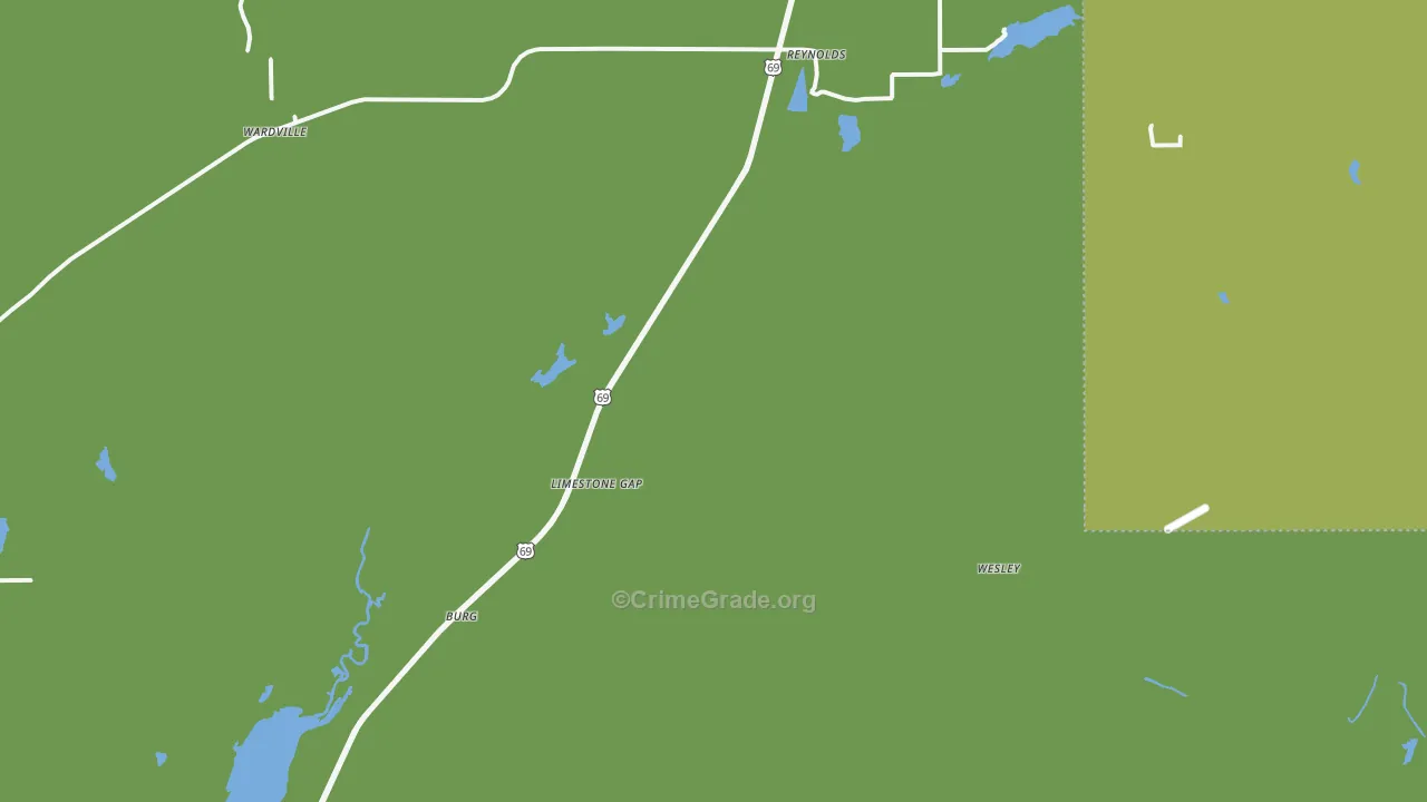 Pittsburg, OK Map of Burglary Rates