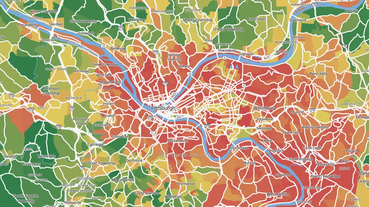 Pittsburgh, PA Map of Burglary Rates