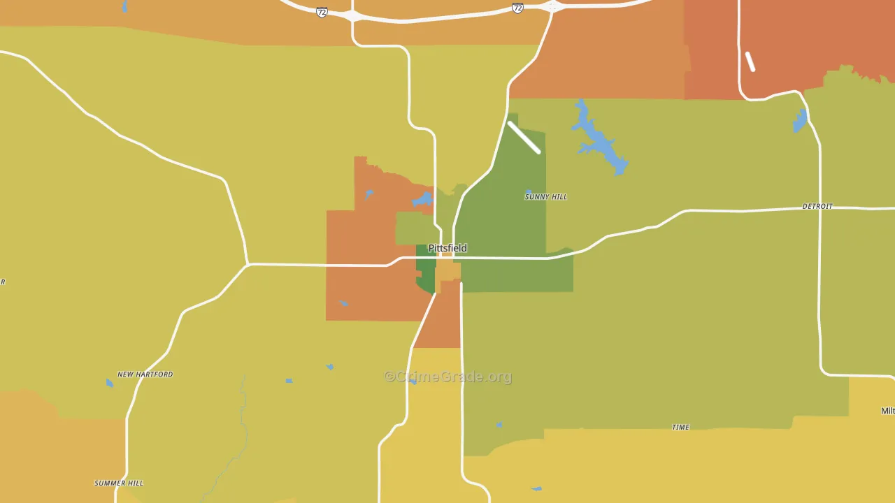 Pittsfield, IL Map of Burglary Rates