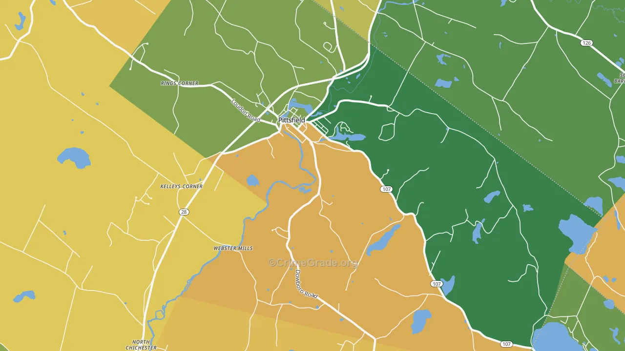 Pittsfield, NH Map of Burglary Rates