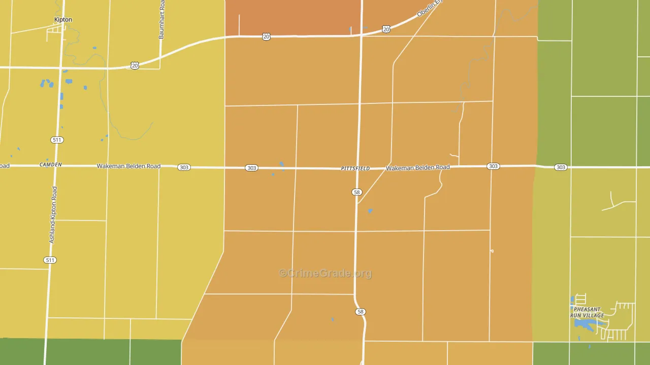 Pittsfield, OH Map of Burglary Rates
