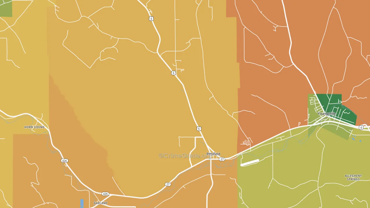 Pittsfield, PA Map of Burglary Rates