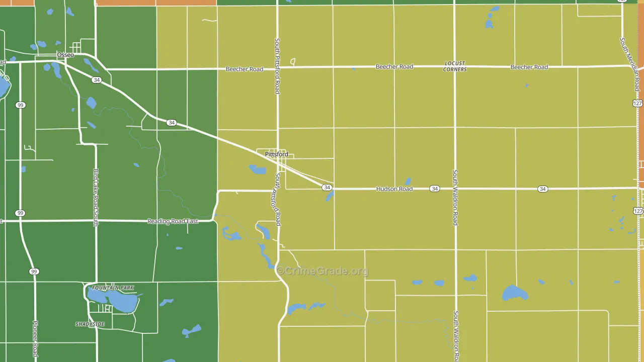 Pittsford, MI Map of Burglary Rates