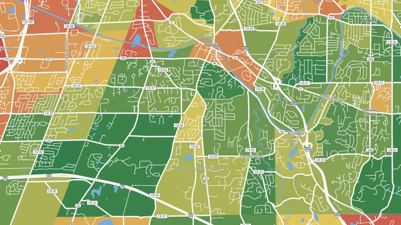 Pittsford, NY Map of Burglary Rates