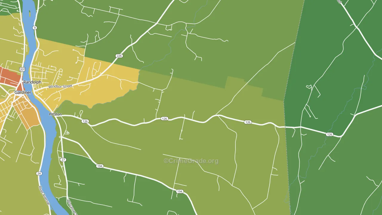 Pittston, ME Map of Burglary Rates