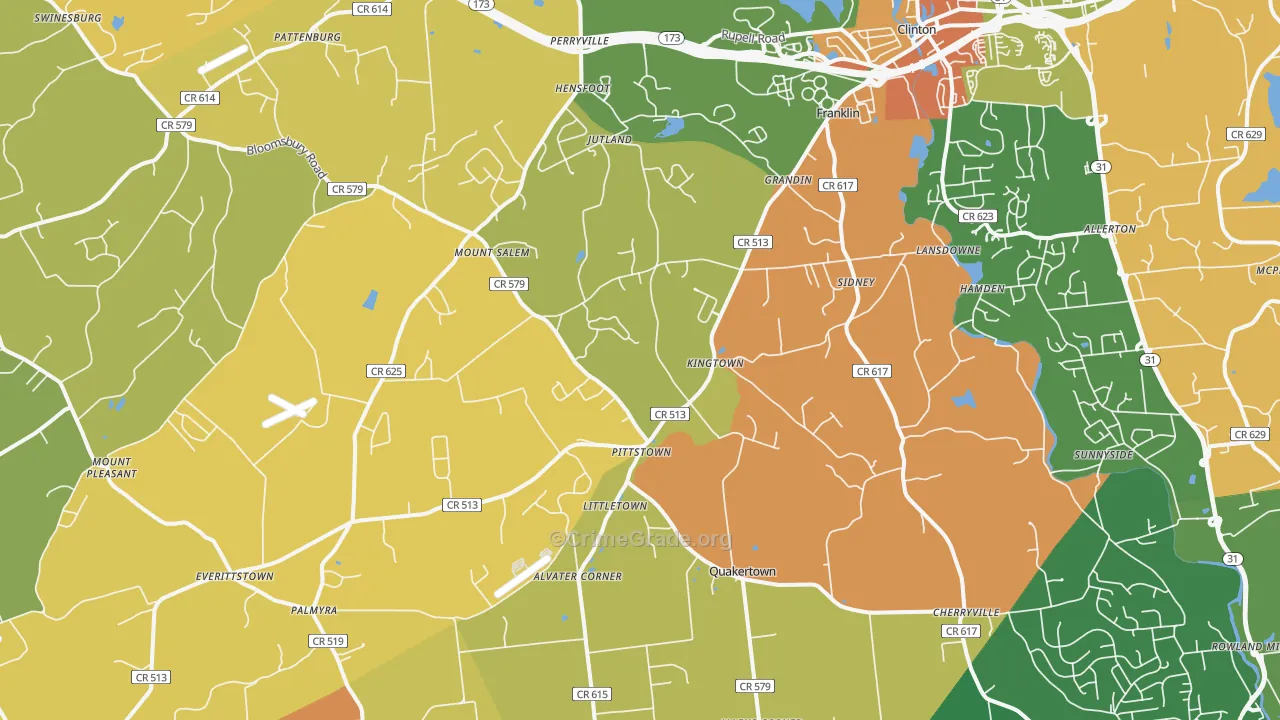 Pittstown, NJ Map of Burglary Rates