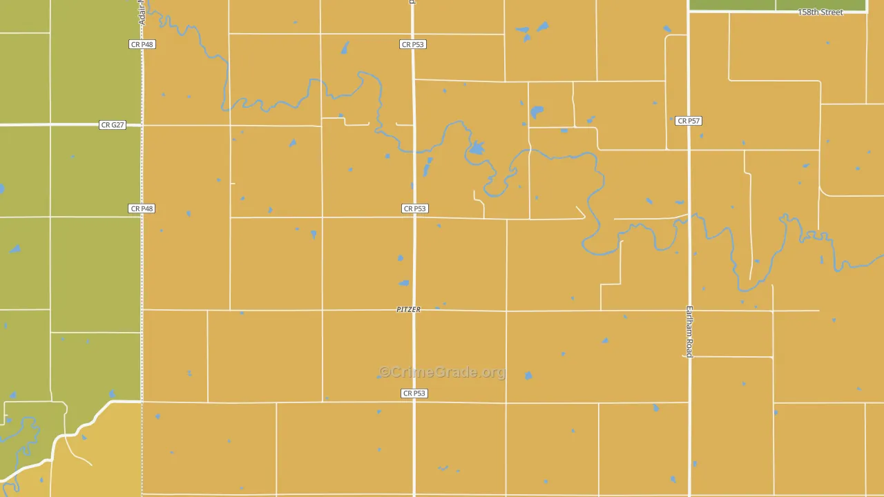 Pitzer, IA Map of Burglary Rates