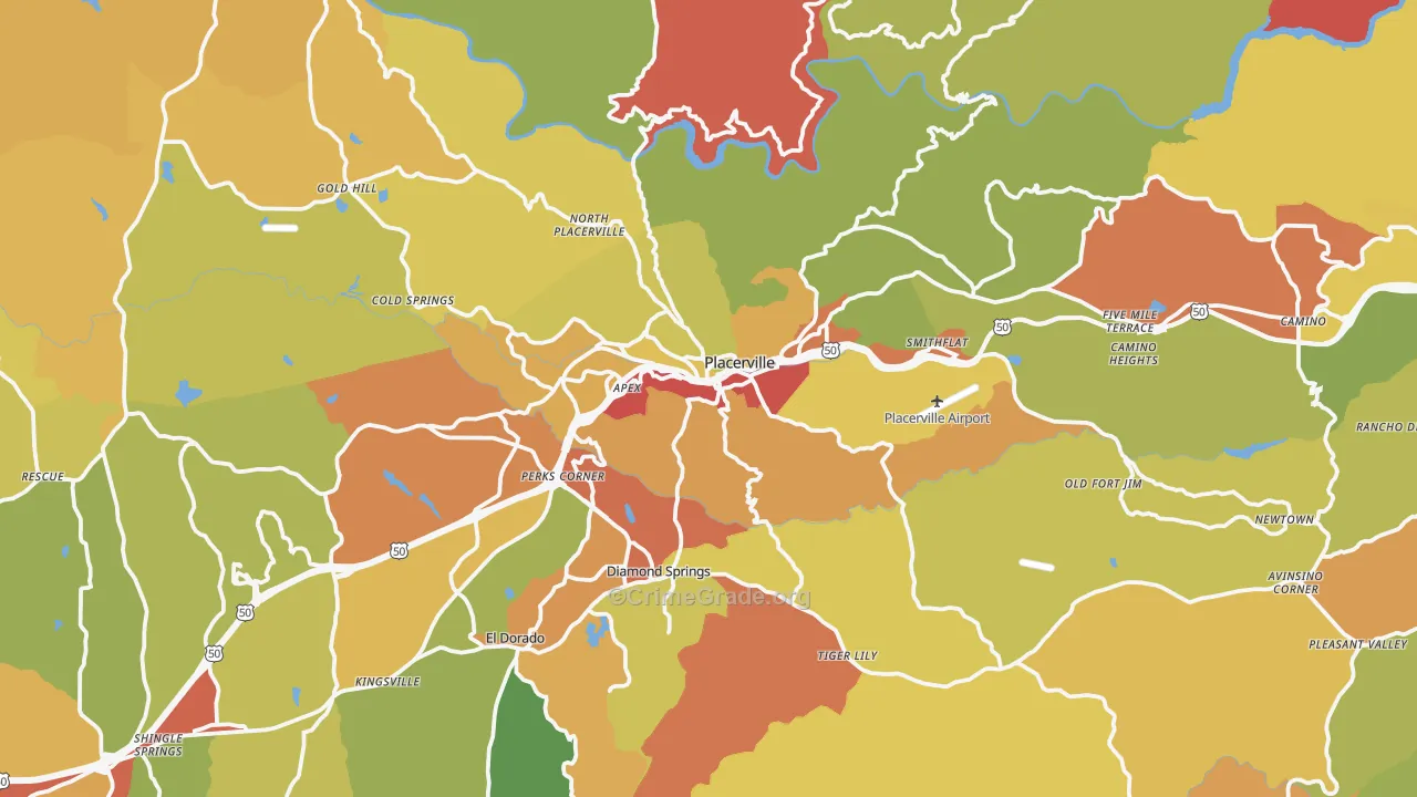 Placerville, CA Map of Burglary Rates