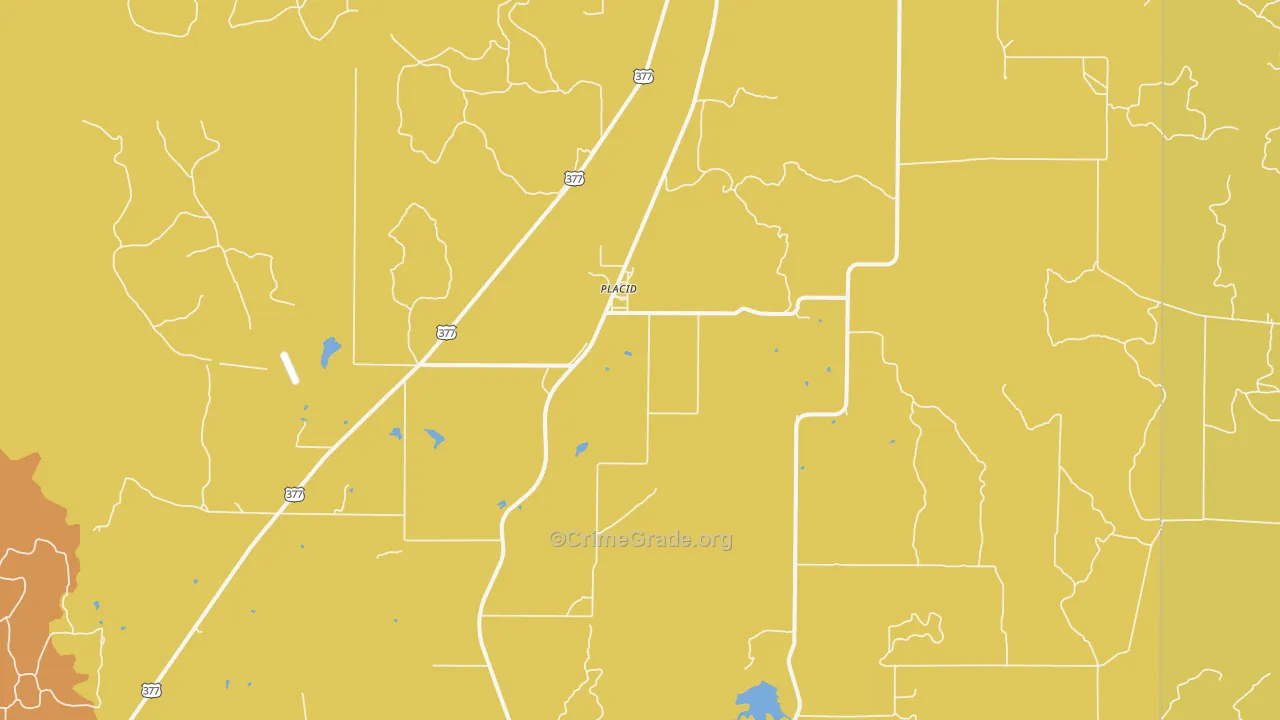 Placid, TX Map of Burglary Rates