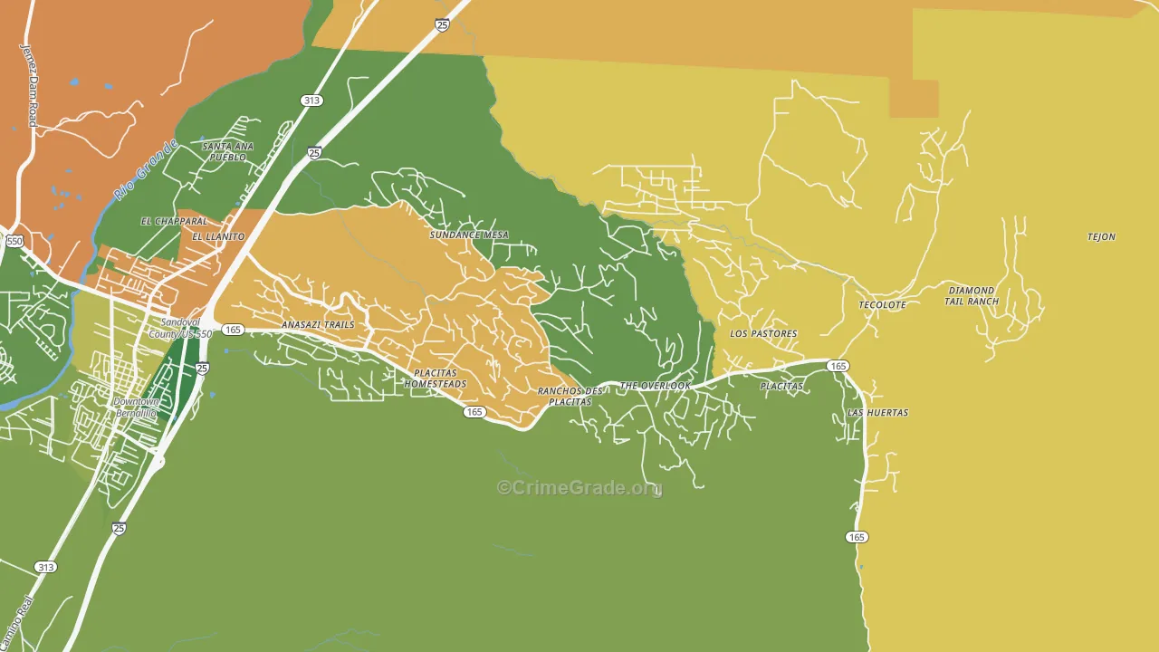 Placitas, NM Map of Burglary Rates