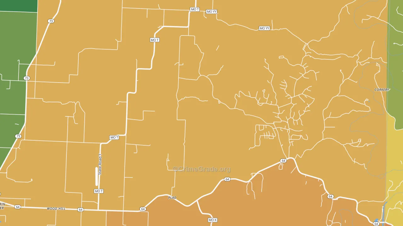 Plad, MO Map of Burglary Rates