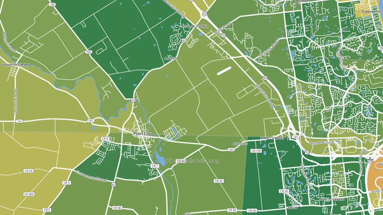 Plain City, OH Map of Burglary Rates