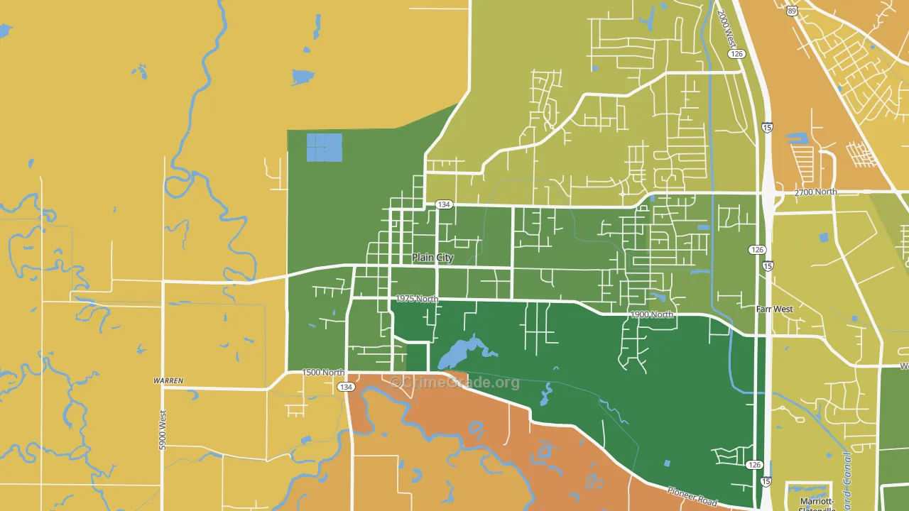 Plain City, UT Map of Burglary Rates