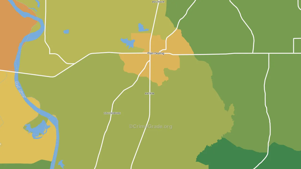 Plain Dealing, LA Map of Burglary Rates