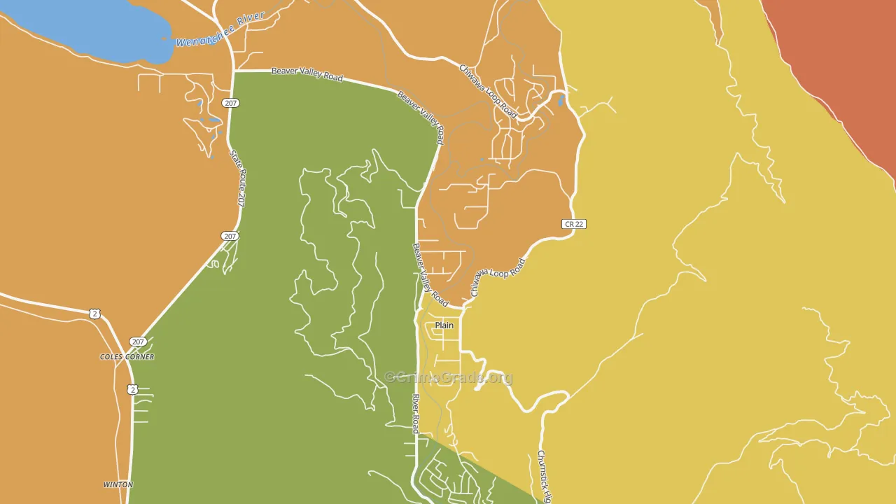Plain, WA Map of Burglary Rates