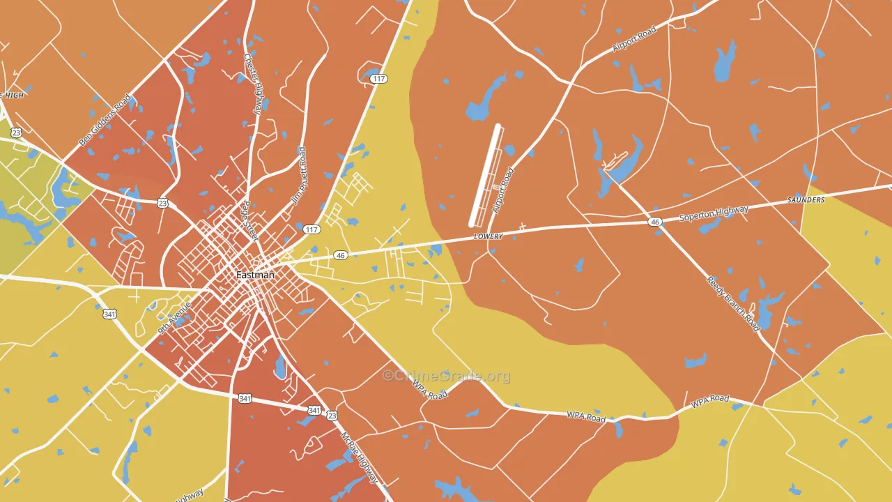 Plainfield, GA Map of Burglary Rates