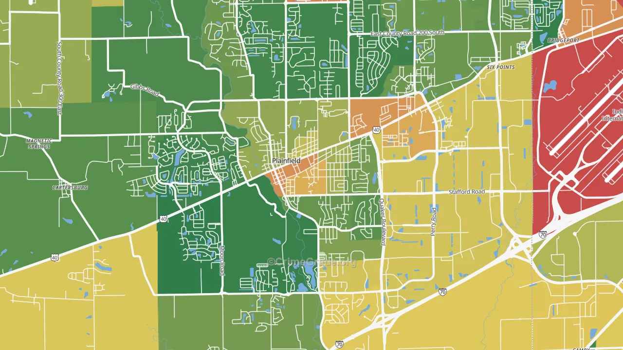 Plainfield, IN Map of Burglary Rates