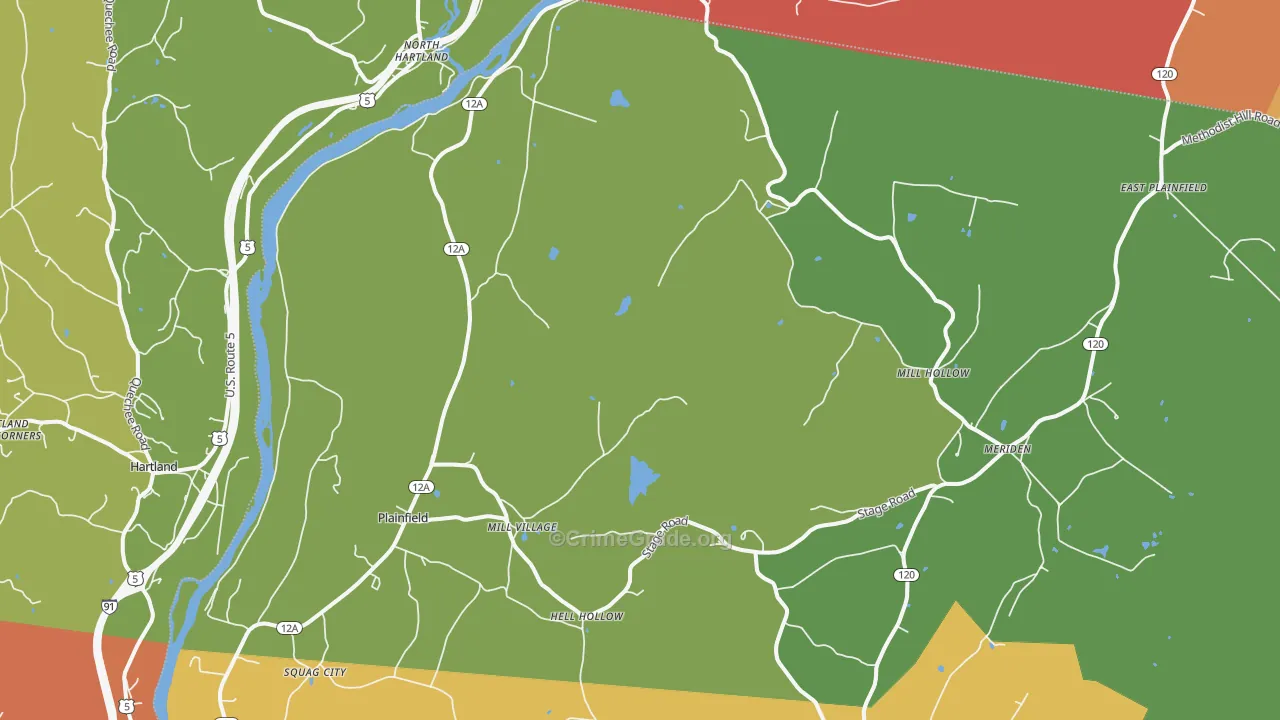 Plainfield, NH Map of Burglary Rates