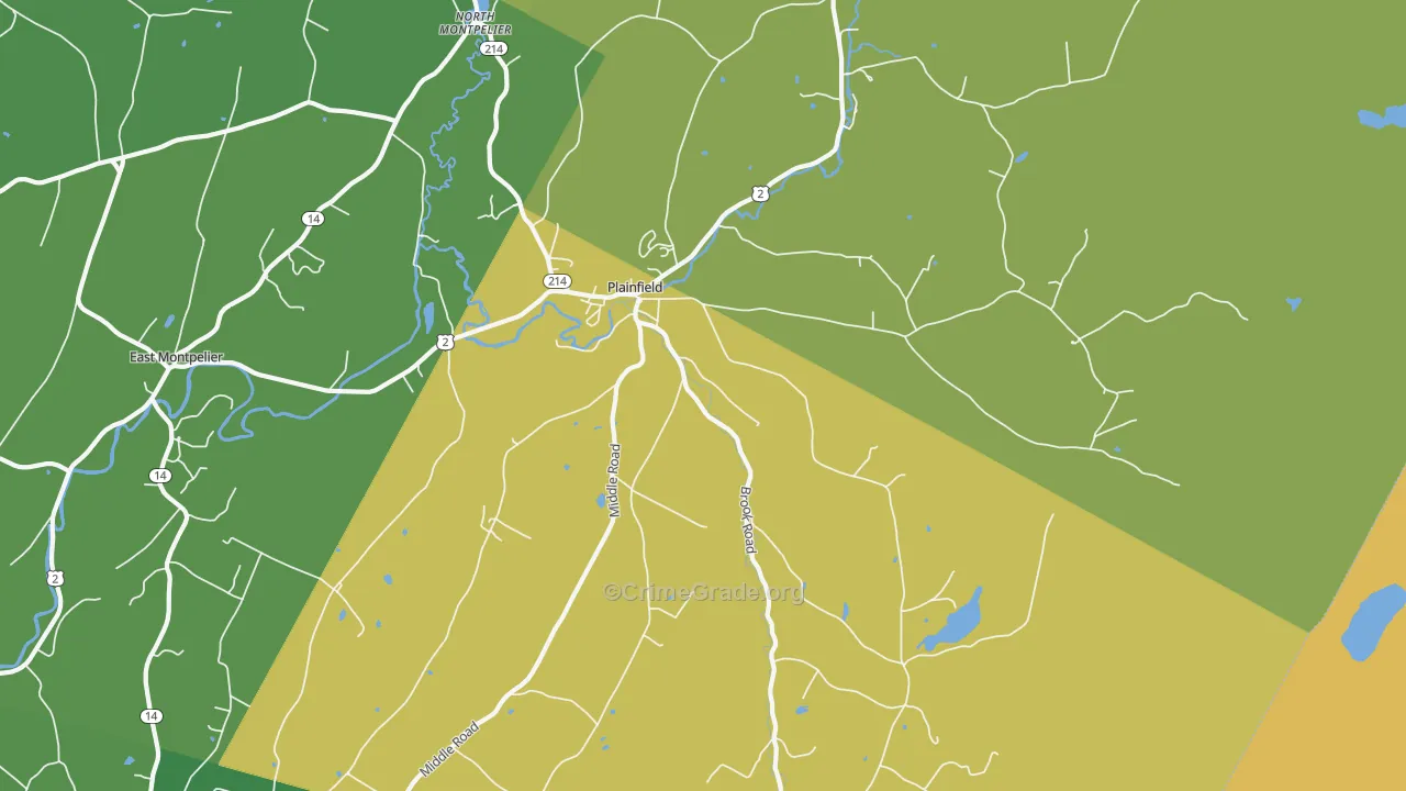 Plainfield, VT Map of Burglary Rates