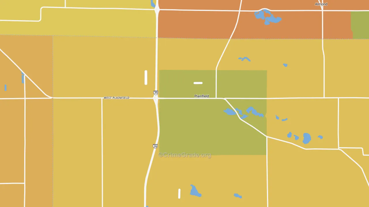 Plainfield, WI Map of Burglary Rates