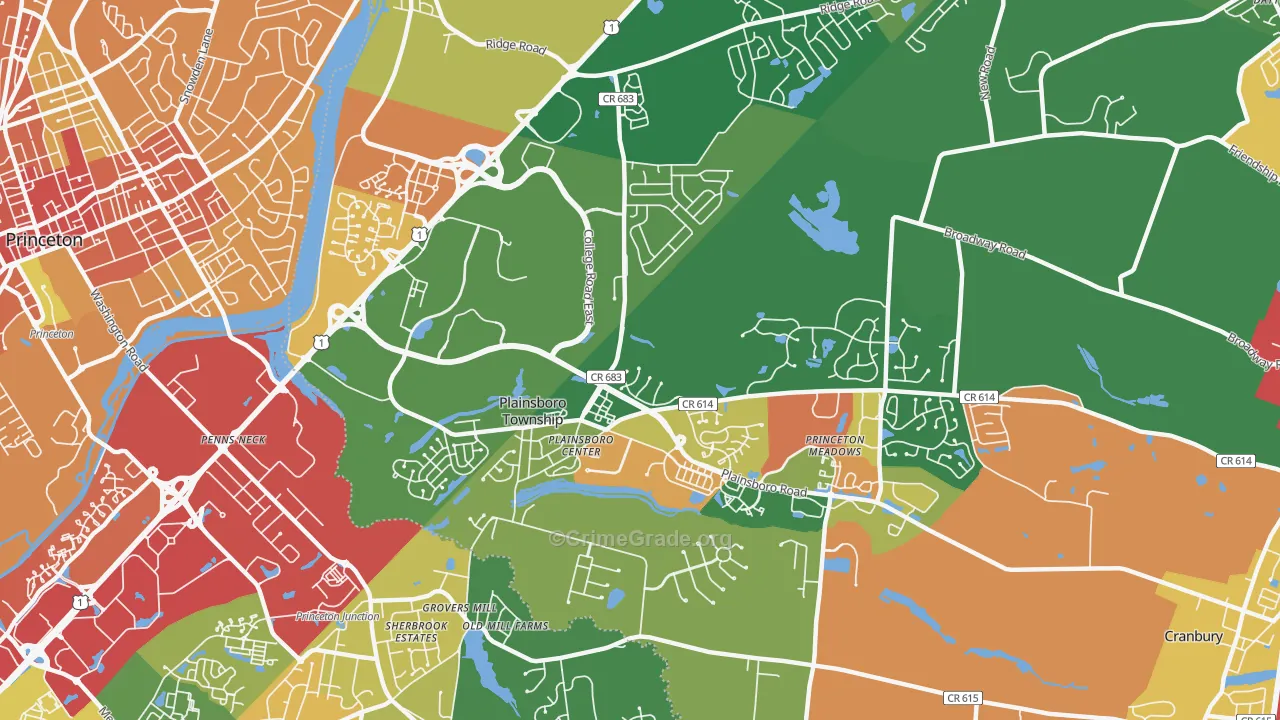 Plainsboro, NJ Map of Burglary Rates