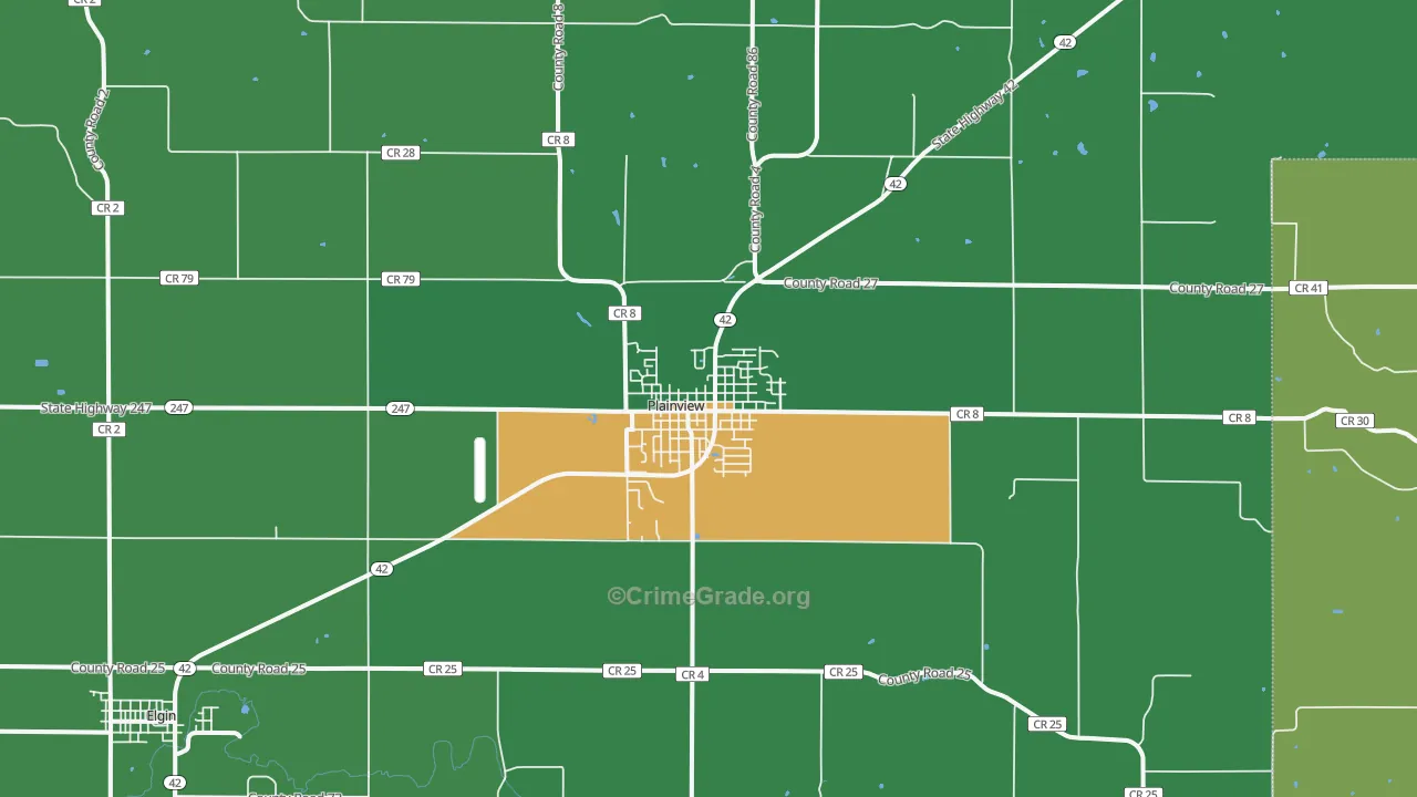Plainview, MN Map of Burglary Rates