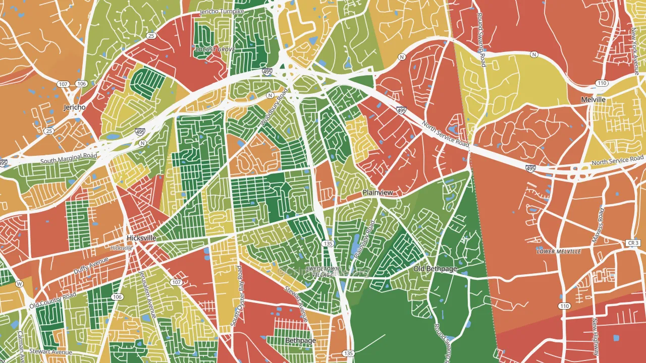 Plainview, NY Map of Burglary Rates