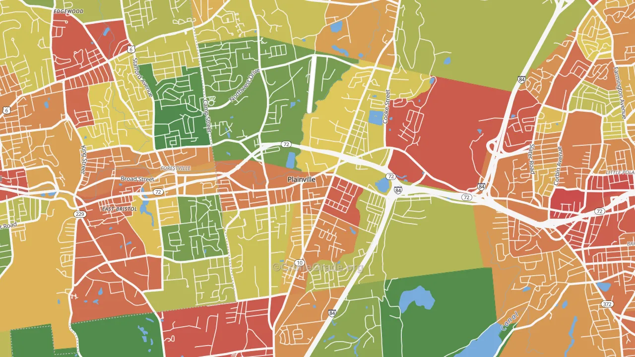 Plainville, CT Map of Burglary Rates