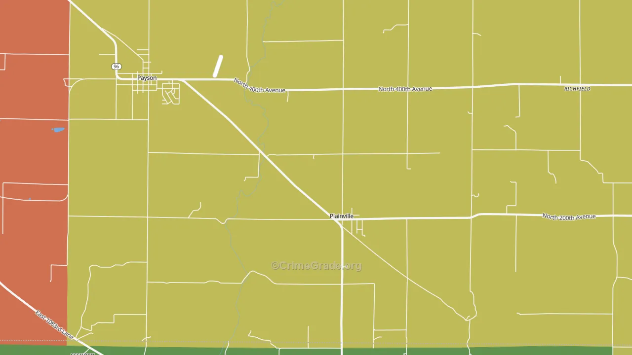 Plainville, IL Map of Burglary Rates
